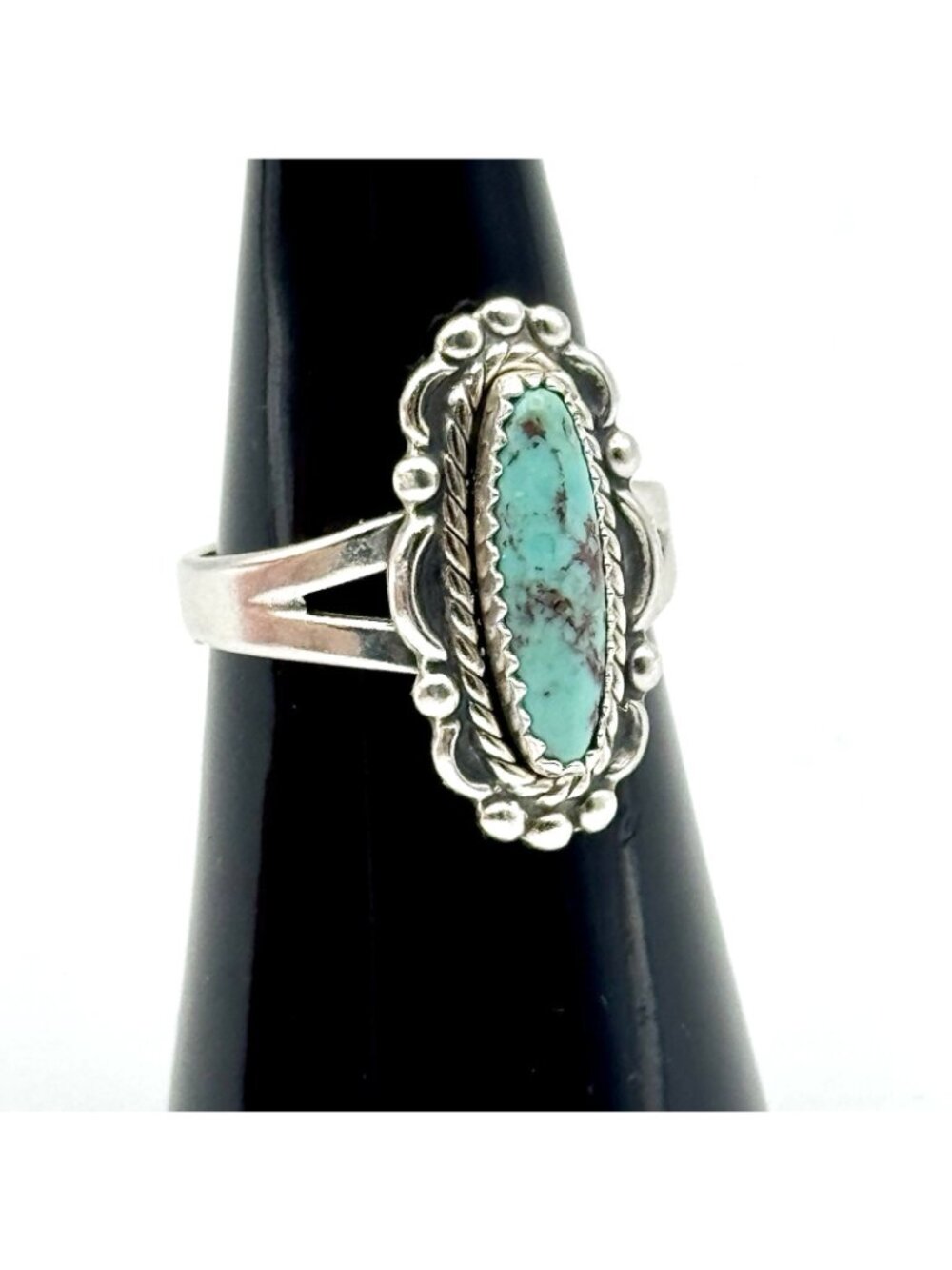 Vintage Sterling Silver Turquoise Size 6.5 Bell Trading Post Native American - Picture 8 of 16